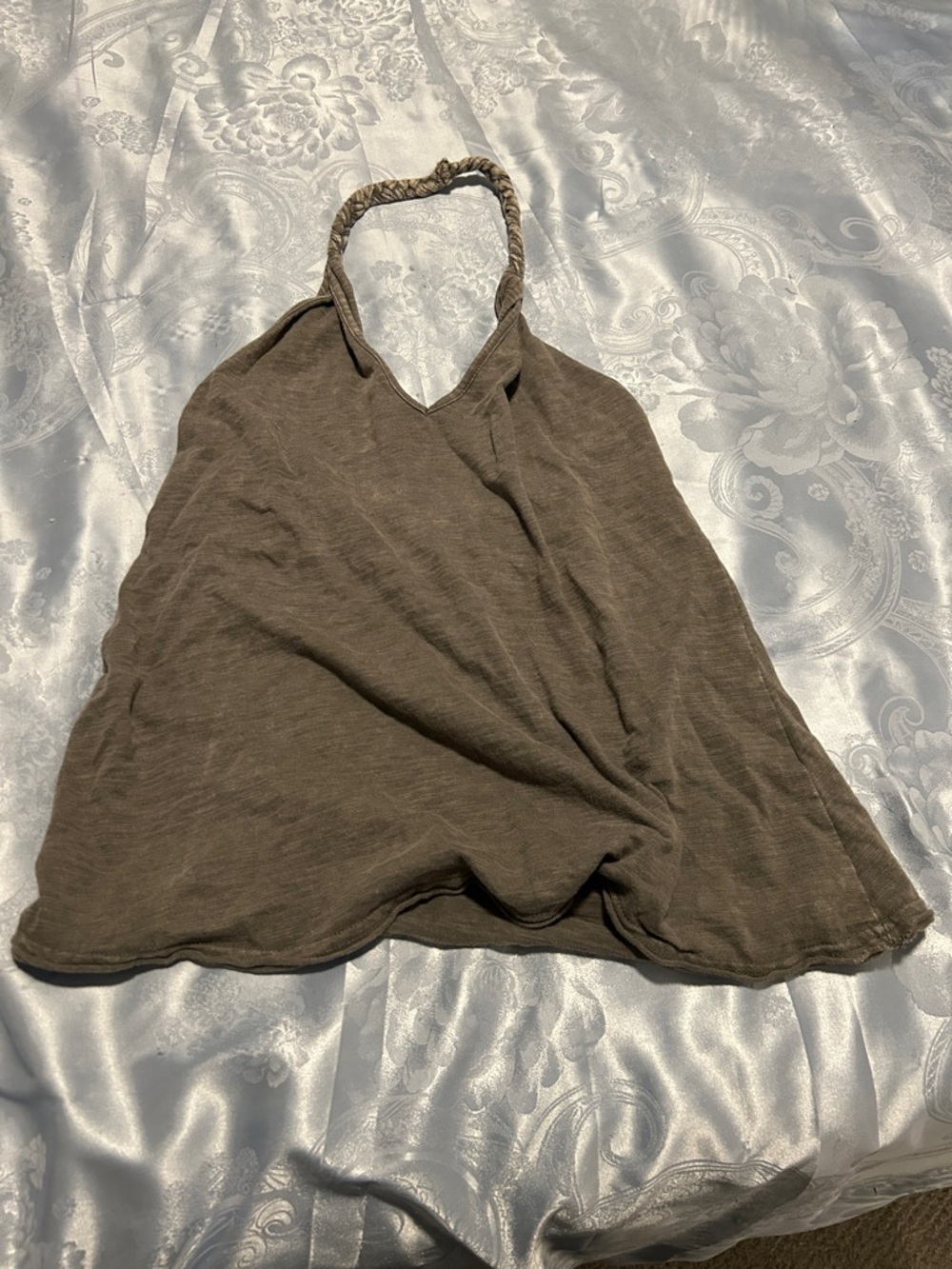 Braided Halter Tank Top in grey